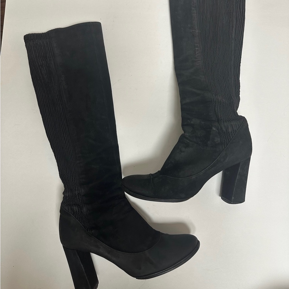 Vintage Chloe black suede knee high pleated boots Women's 5.5